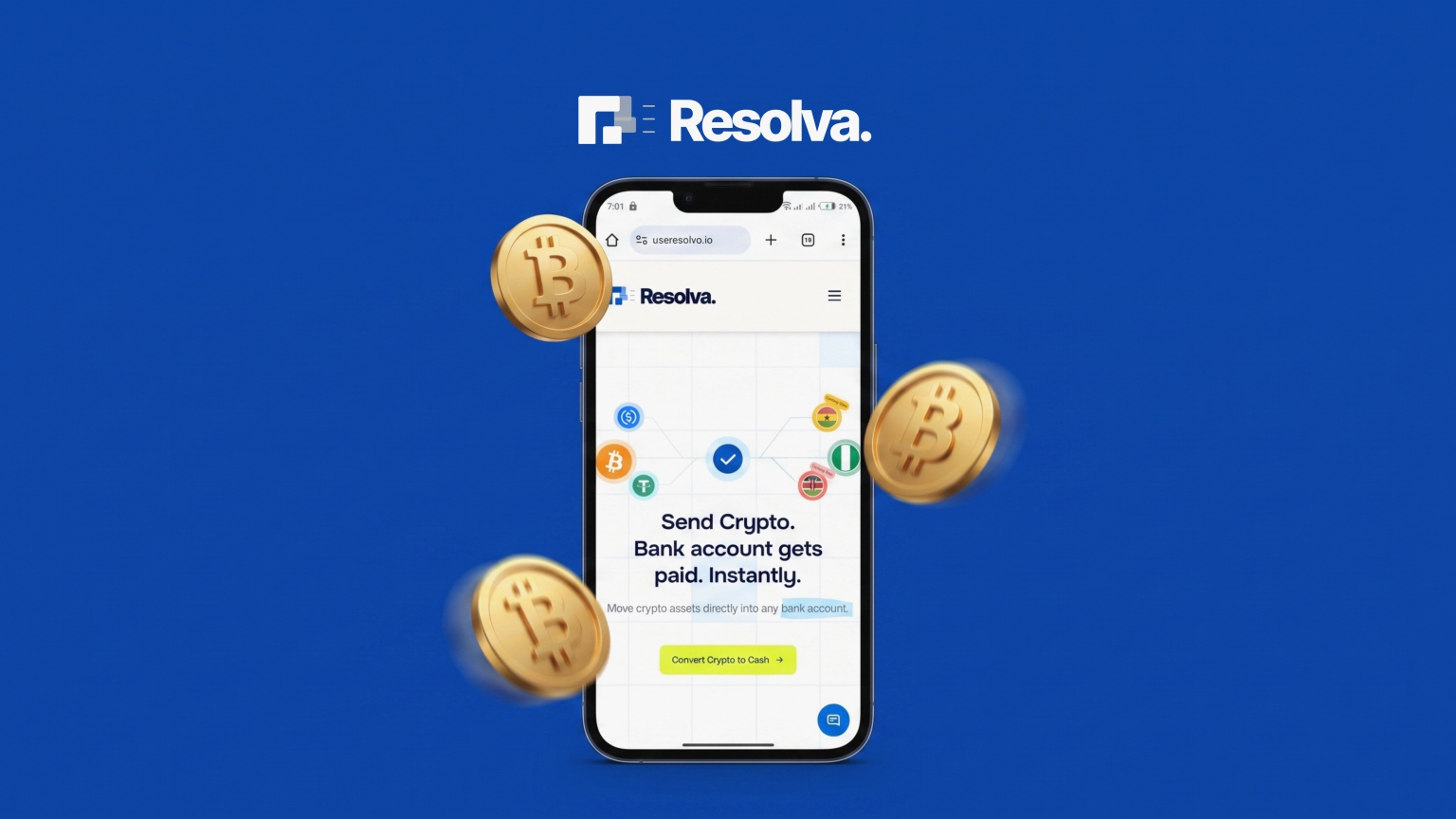 Spend or sell bitcoin with Resolva